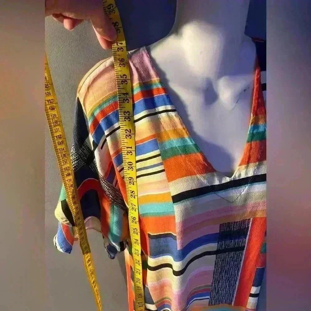 Uncle Frank Multicolor Geometric Short Casual Dress, M - Picture 4 of 8